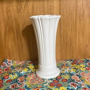 Fiestaware 9.5”T White Fluted Vase.  USA.